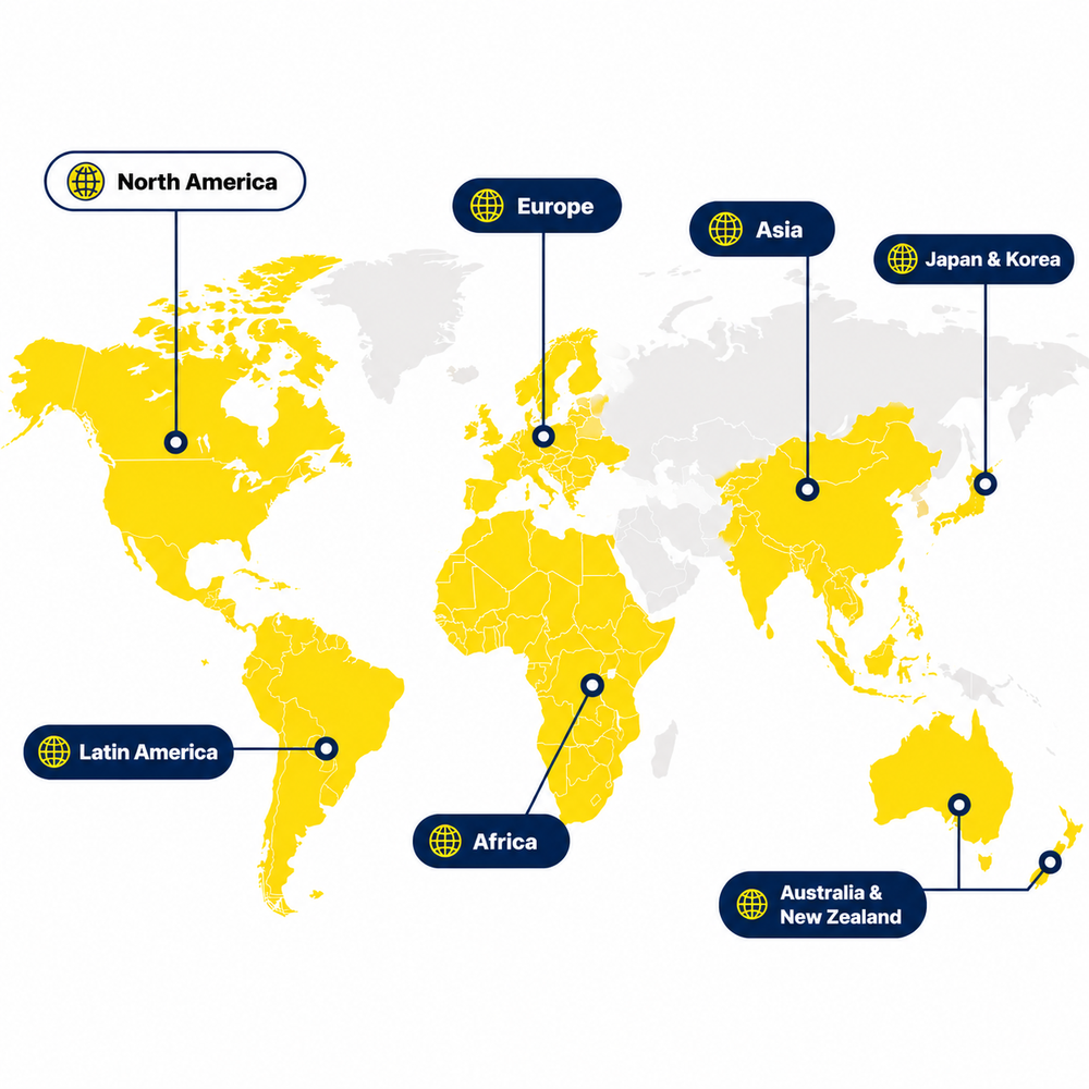 World map showing compatibility