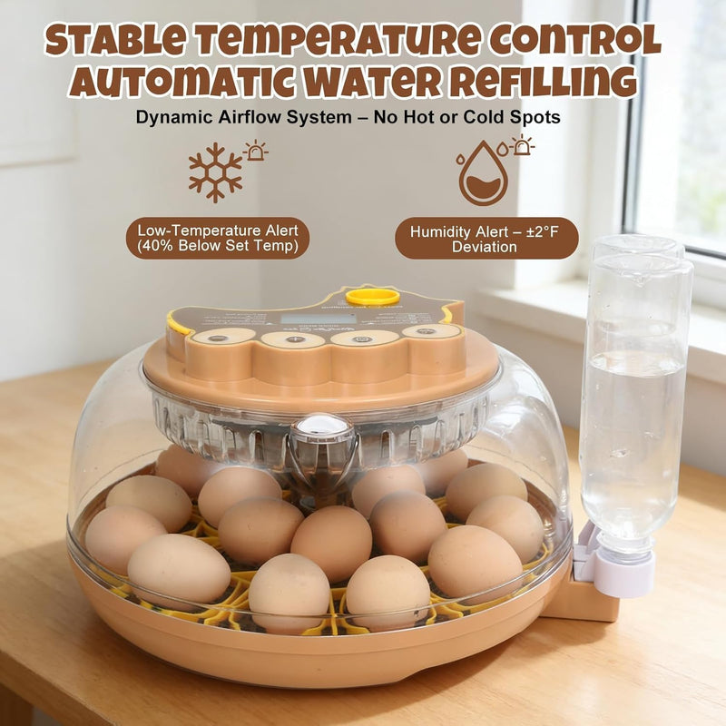 Zemiro Advanced 18-Egg Incubator for Beginners with Balanced Automation, Stable Temperature, Adaptive Humidity & Full Monitoring