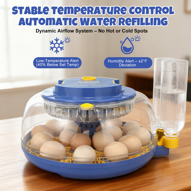 Zemiro Advanced 18-Egg Incubator for Beginners with Balanced Automation, Stable Temperature, Adaptive Humidity & Full Monitoring