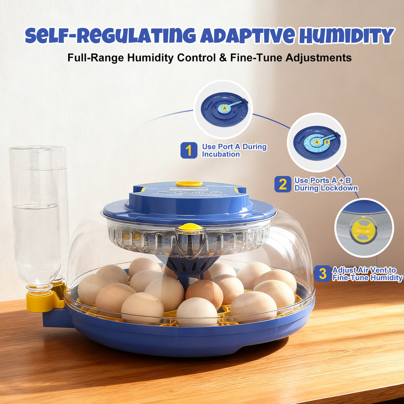Zemiro Advanced 18-Egg Incubator for Beginners with Balanced Automation, Stable Temperature, Adaptive Humidity & Full Monitoring