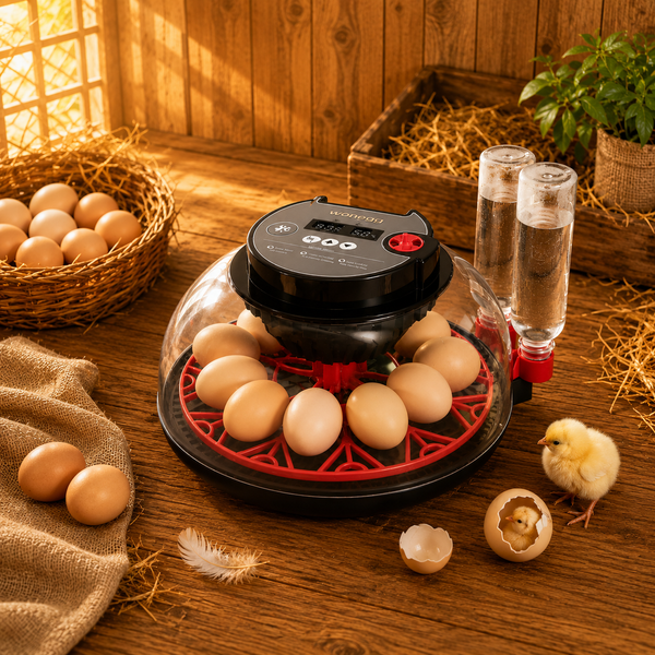 Zemiro Smart 12-Egg Incubator for Beginners with Stable Temperature, Adaptive Humidity, Built-in Candler & Auto Turning